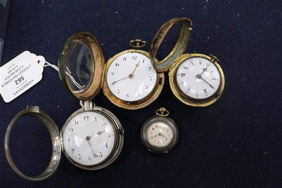 3 x pair cased pocket watches and a fob watch
